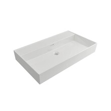 Wastafel Edge 80 cm Glans Wit zonder kraangat Keramiek  - ronde overloop