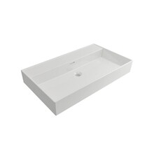 Wastafel Edge 80 cm Glans Wit zonder kraangat Keramiek  - ronde overloop