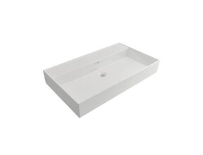 Wastafel Edge 80 cm Glans Wit zonder kraangat Keramiek  - ronde overloop