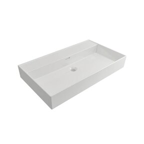 Wastafel Edge 80 cm Glans Wit zonder kraangat Keramiek  - ronde overloop