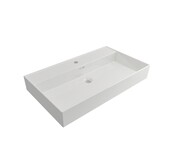 Wastafel Edge 80 cm Glans Wit zonder kraangat Keramiek  - ronde overloop