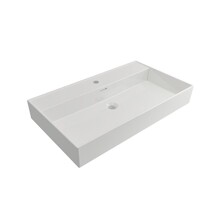 Wastafel Edge 80 cm Glans Wit Met kraangat Keramiek  - ronde overloop