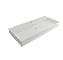 Wastafel Edge 100 cm Glans Wit Met 1 kraangat Keramiek - ronde overloop