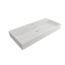 Wastafel Edge 100 cm Glans Wit Met 1 kraangat Keramiek - ronde overloop