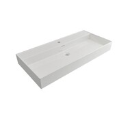 Wastafel Edge 100 cm Glans Wit Met 2 kraangaten Keramiek - ronde overloop