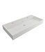 Wastafel Edge 100 cm Glans Wit Met 2 kraangaten Keramiek - ronde overloop
