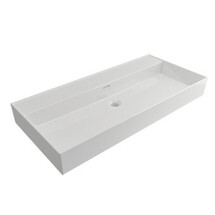Wastafel Edge 100 cm Glans Wit Zonder kraangat Keramiek - ronde overloop
