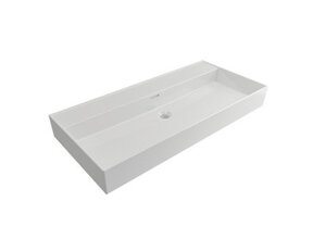 Wastafel Edge 100 cm Glans Wit Zonder kraangat Keramiek - ronde overloop