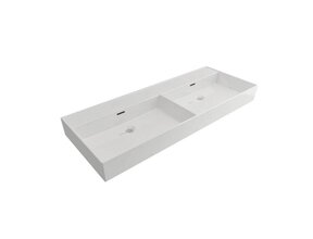 Wastafel Edge Dubbele wasbak 120 cm Glans Wit Zonder kraangat keramiek