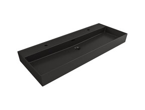 Wastafel Edge Enkele wasbak 120 cm Mat Zwart met kraangaten keramiek
