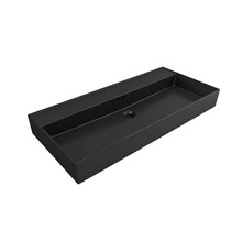 Wastafel Edge 100 cm Mat Zwart Zonder kraangat Keramiek - ronde overloop