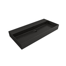 Wastafel Edge 100 cm Mat Zwart Zonder kraangat Keramiek - ronde overloop