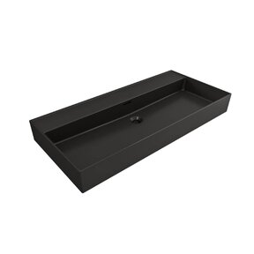 Wastafel Edge 100 cm Mat Zwart Zonder kraangat Keramiek - ronde overloop