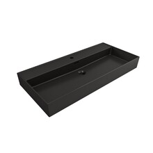 Wastafel Edge 100 cm Mat Zwart Met kraangat (1x) Keramiek - ronde overloop