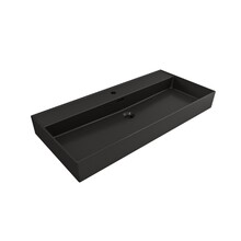 Wastafel Edge 100 cm Mat Zwart Met kraangat (1x) Keramiek - ronde overloop