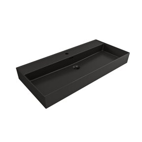 Wastafel Edge 100 cm Mat Zwart Met kraangat (1x) Keramiek - ronde overloop