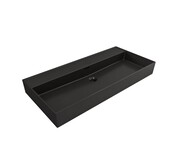 Wastafel Edge 100 cm Mat Zwart Met 2 kraangaten Keramiek - ronde overloop Wastafel Edge 100 cm Mat Zwart Met 2 kraangaten Keramiek - ronde overloop