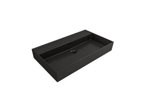 Wastafel Edge 80 cm Mat Zwart zonder kraangat Keramiek  - ronde overloop