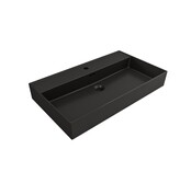 Wastafel Edge 80 cm Mat Zwart zonder kraangat Keramiek  - ronde overloop Wastafel Edge 80 cm Mat Zwart zonder kraangat Keramiek  - ronde overloop