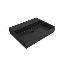 Wastafel Edge 60 cm Mat Zwart zonder kraangat Keramiek  - ronde overloop