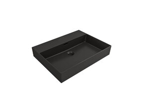 Wastafel Edge 60 cm Mat Zwart zonder kraangat Keramiek  - ronde overloop