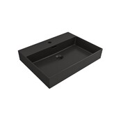 Wastafel Edge 60 cm Mat Zwart zonder kraangat Keramiek  - ronde overloop