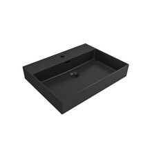 Wastafel Edge 60 cm Mat Zwart met kraangat Keramiek  - ronde overloop