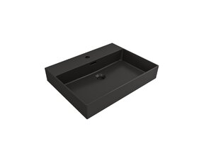 Wastafel Edge 60 cm Mat Zwart met kraangat Keramiek  - ronde overloop