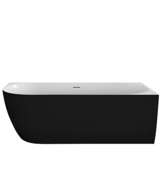 SANI-SUPPLY Half vrijstaand Bad Moon Rechts Zwart Wit 180x80x60 cm Hoekbad Acryl met plug