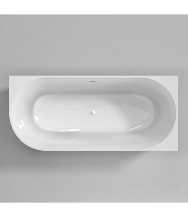 SANI-SUPPLY Half vrijstaand Bad Moon Links Zwart Wit 180x80x60 cm Hoekbad Acryl met plug