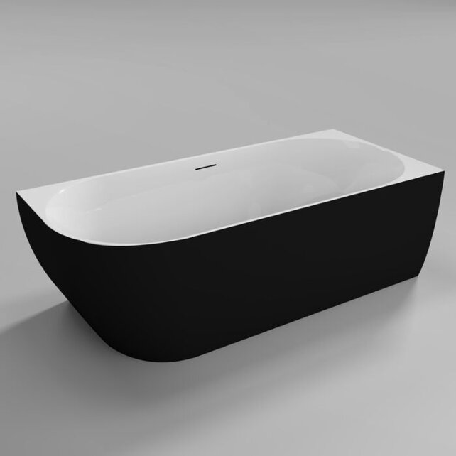 Half vrijstaand Bad Moon Links Zwart Wit 180x80x60 cm Hoekbad Acryl met plug