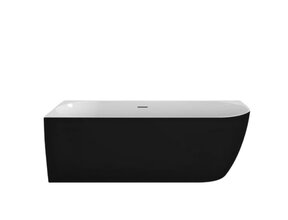 Half vrijstaand Bad Moon Links Zwart Wit 180x80x60 cm Hoekbad Acryl met plug