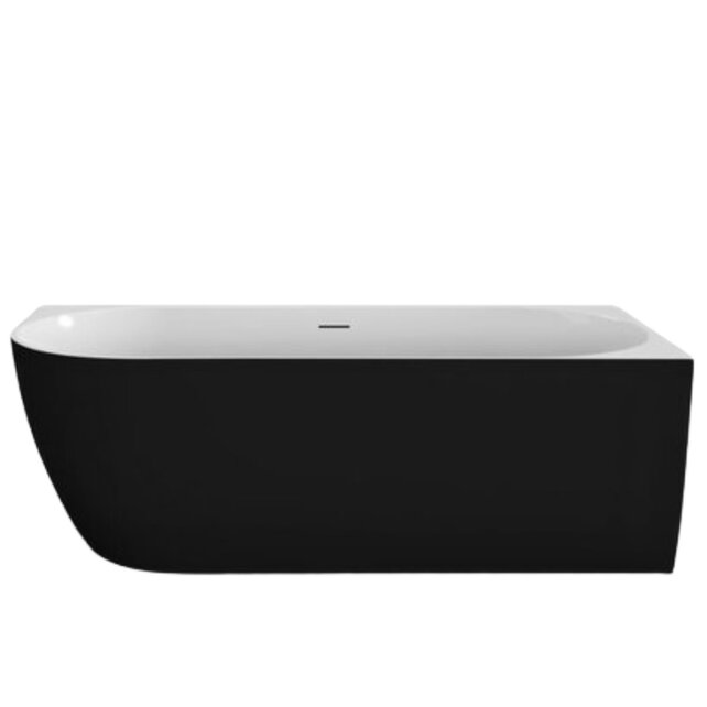Half vrijstaand Bad Moon Links Zwart Wit 180x80x60 cm Hoekbad Acryl met plug