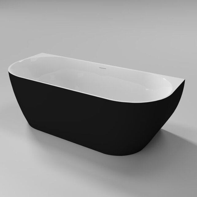 Half vrijstaand Bad Moon Zwart Wit 180x80x60 cm Hoekbad Acryl met plug