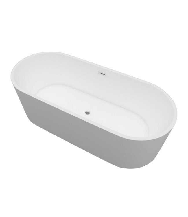 Vrijstaand Bad Bauci Mat Zwart 170x70x52 cm Ovaal Solid Surface