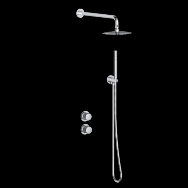 Inbouw regendouche set Ribbed Chroom 30cm