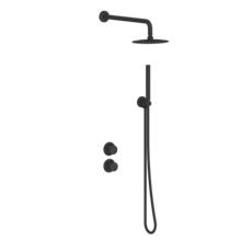 Inbouw regendouche set Ribbed Mat Zwart 25cm