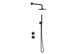 Inbouw regendouche set Ribbed Mat Zwart 25cm
