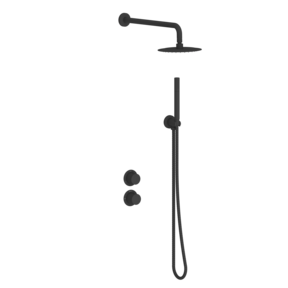 Inbouw regendouche set Ribbed Mat Zwart 25cm