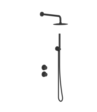 SANI-SUPPLY Inbouw regendouche set Ribbed Mat Zwart 25cm