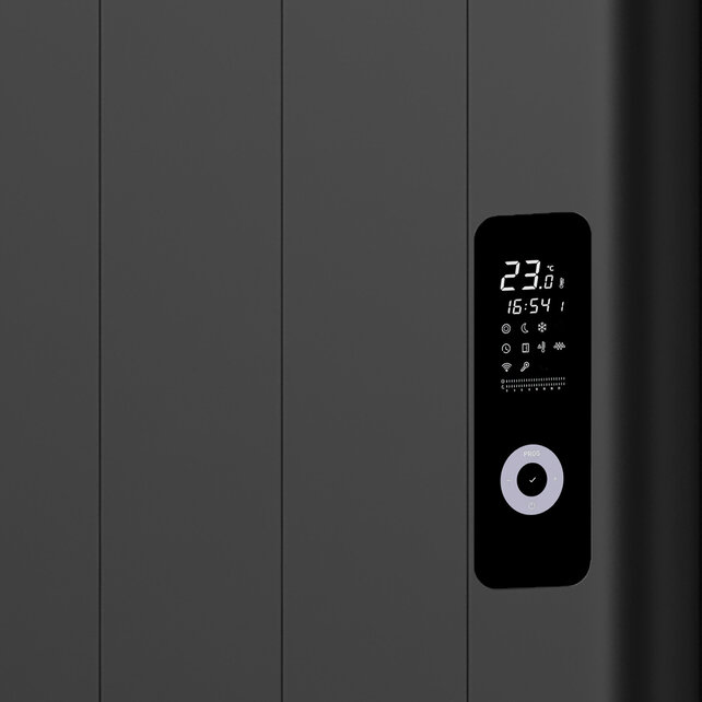 Elektrische Radiator Zwart 160x59 cm 2000 Watt Programmerbaar Wifi Aansluiting