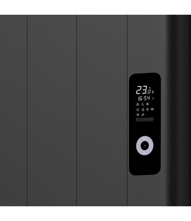 Elektrische Radiator Zwart 160x59 cm 2000 Watt Programmerbaar Wifi Aansluiting