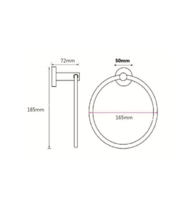 Handdoekring Rondo Mat Zwart