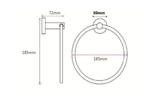 Handdoekring Rondo Zwart Mat 16cm