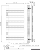 Handdoekradiator BUC Zwart 120x60 cm 681 Watt Links aansluiting