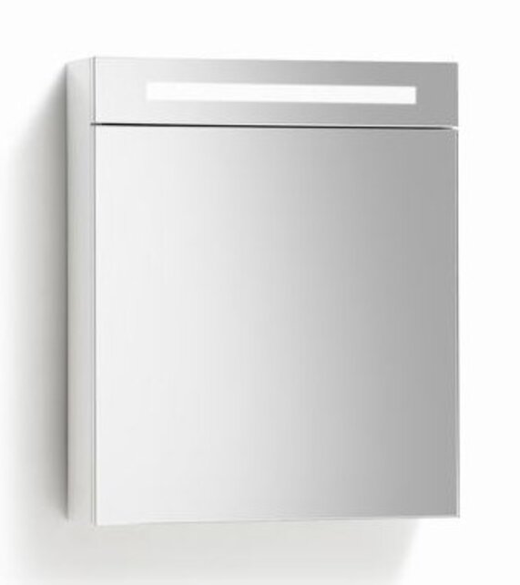Spiegelkast Quatro Glans Wit 58x70 cm LED verlichting Stopcontact met schakelaar Spiegelkast Quatro Glans Wit 58x70 cm LED verlichting Stopcontact met schakelaar