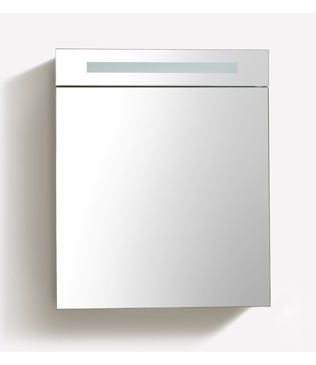 Spiegelkast Quatro Glans Wit 58x70 cm LED verlichting Stopcontact met schakelaar