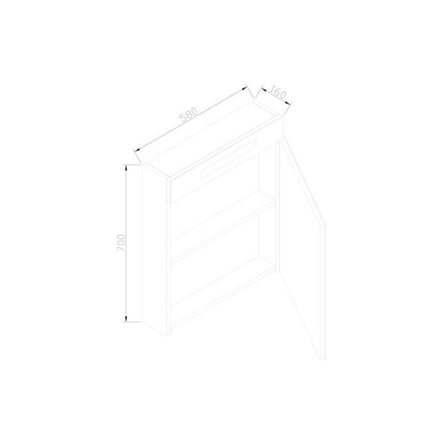 Spiegelkast Quatro Glans Antraciet 58x70 cm LED verlichting Stopcontact met schakelaar