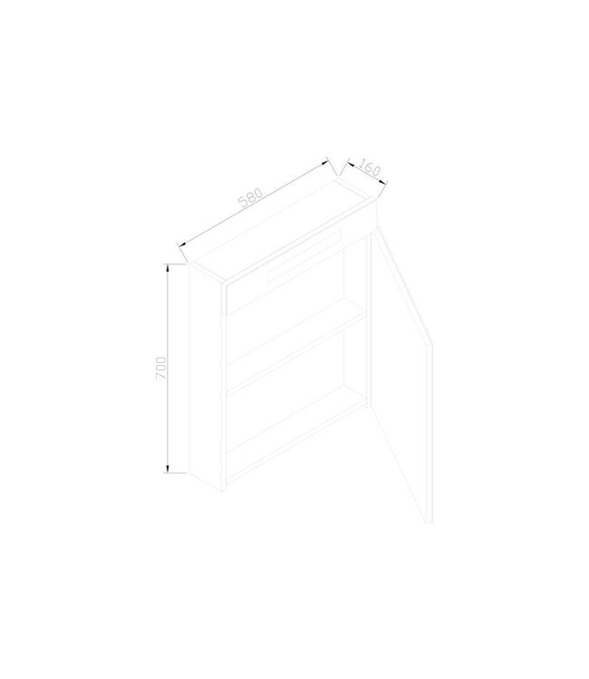 Spiegelkast Quatro Glans Antraciet 58x70 cm LED verlichting Stopcontact met schakelaar