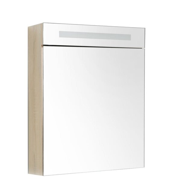 Spiegelkast Quatro Licht Eiken 58x70 cm LED verlichting Stopcontact met schakelaar Spiegelkast Quatro Licht Eiken 58x70 cm LED verlichting Stopcontact met schakelaar